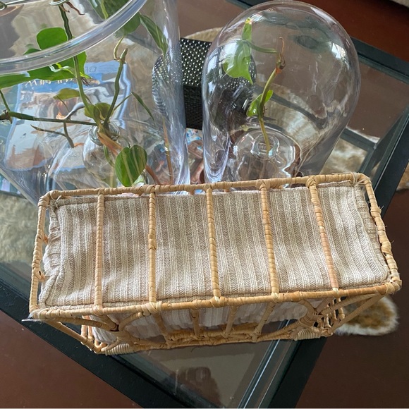 Zara Rattan Handbag, Draw String Knit Liner - Picture 5 of 10